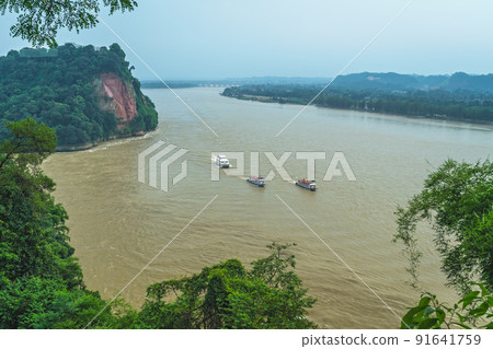 Boats on Min and Dadu River in Leshan 91641759
