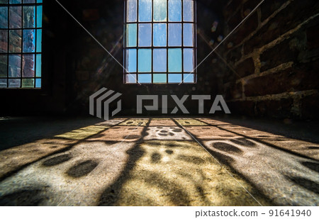 Light coming through the frosted stained window Light coming through the frosted stained window 91641940