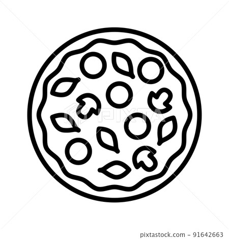 Pizza icon. Pizzeria. Fast food symbol. Pictogram isolated on a white background. Pizza icon. Pizzeria. Fast food symbol. Pictogram isolated on a white background. 91642663