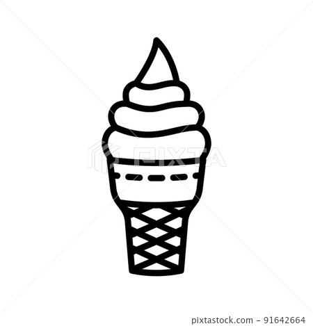 Ice cream in waffle cup icon. Sorbet dessert. Pictogram isolated on a white background. 91642664