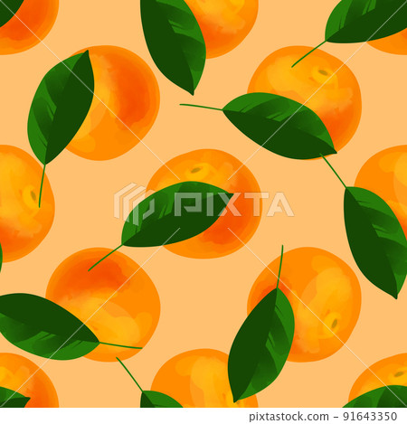 Seamless pattern with illustration of oranges and 91643350