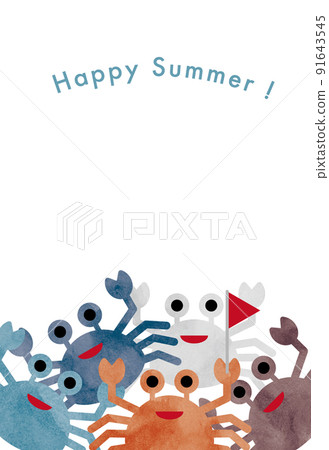 Summer sea creatures: crab summer greeting card (vertical) Summer sea creatures: crab summer greeting card (vertical) 91643545