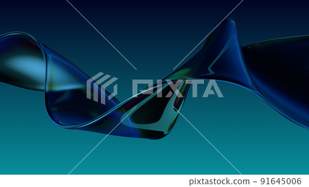 Transparent glossy glass ribbon. Curved wave in motion. Transparent glossy glass ribbon. Curved wave in motion. 91645006