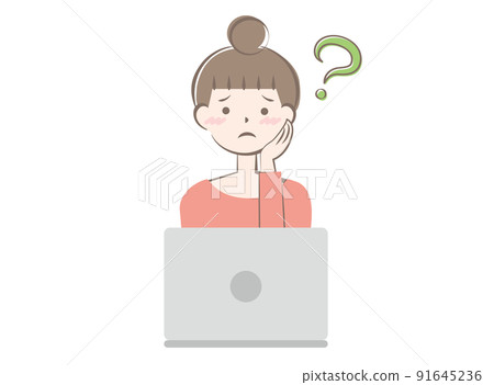 一個女人受到個人電腦操作的困擾 一個女人受到個人電腦操作的困擾 91645236