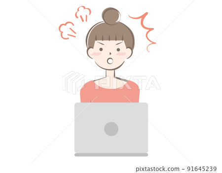 操作電腦生氣的女人 操作電腦生氣的女人 91645239