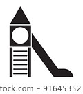 playground slide icon. Silhouette vector symbol isolated on white 91645352