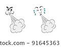Blowing character expression. Cartoon clip art illustration isolated on white. 91645363