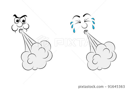 Blowing character expression. Cartoon clip art illustration isolated on white. 91645363