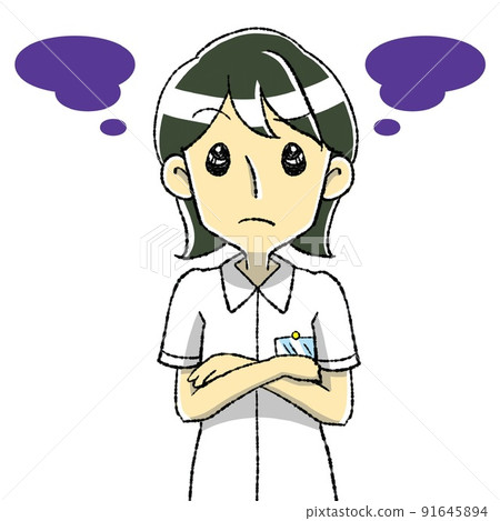 Illustration of a worried nurse 91645894