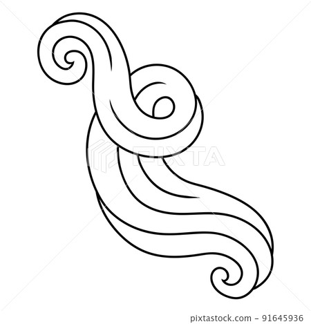 Wave line curl. Monochrome stripes black and white texture. 91645936