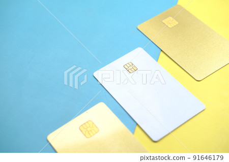 close up of credit cards on color background  close up of credit cards on color background  91646179