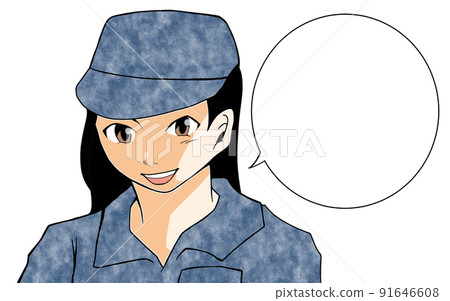 堅強的女孩（迷彩制服）的插圖 91646608