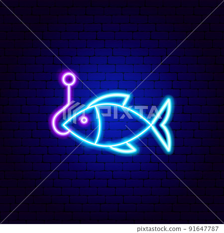 Fishhook Fish Neon Sign Fishhook Fish Neon Sign 91647787
