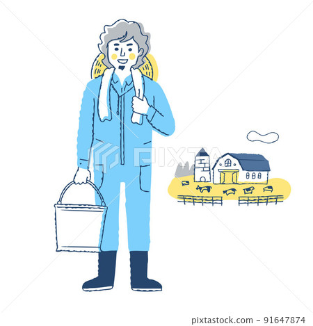Pastoral farmer man and ranch Pastoral farmer man and ranch 91647874