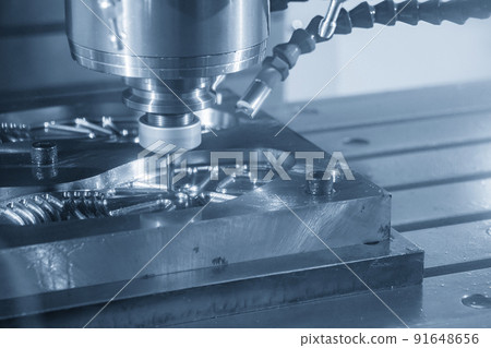 The CNC milling machine cutting the footwear mold by solid ball end mill tool. 91648656