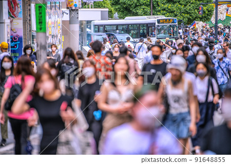 日本第7波東京街景來襲！ BA.5增加...全國超過40,000人，東京超過8,000人，澀谷是威脅人流= 7月6日 91648855