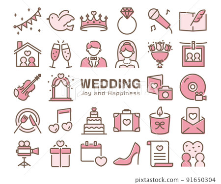 婚禮彩色圖標集 91650304