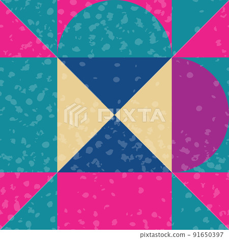 Abstract seamless pattern with geometric shapes. Squares triangles and semicircles vintage background Abstract seamless pattern with geometric shapes. Squares triangles and semicircles vintage background 91650397