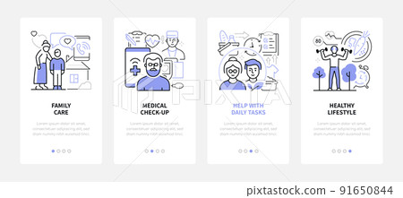 Senior people line design style web banners 91650844