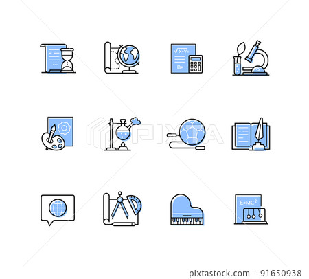 Science and art - modern line design style icons set 91650938