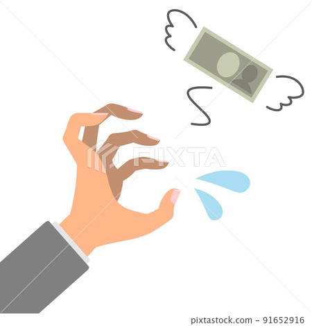 Money flying from the hands of office workers 91652916