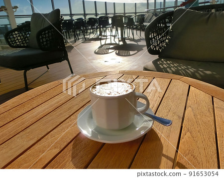 A delicious cup of cappuccino served on a cruise ship. 91653054
