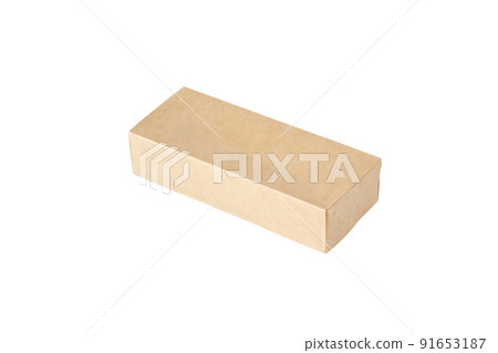 Small base cardboard packaging box, isolated on white. Small base cardboard packaging box, isolated on white. 91653187