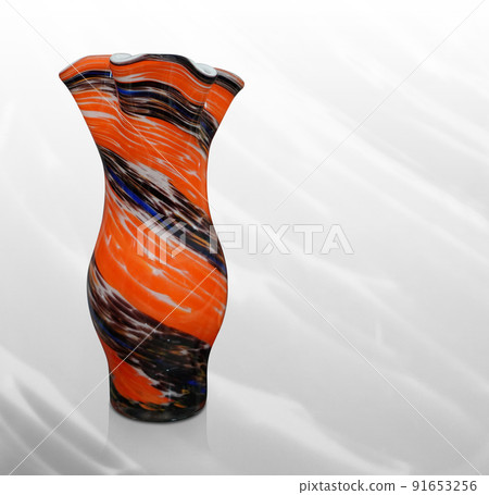 front view orange and brown ceramic vase on blur grey background, object, vintage, retro, gift, copy space front view orange and brown ceramic vase on blur grey background, object, vintage, retro, gift, copy space 91653256