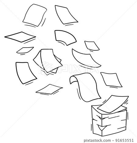 Flying Paper. Blank sheet. Thrown object. White trash. Cartoon flat illustration. 91653551
