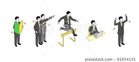 Illustration set 1, vector of various young male employees 91654135