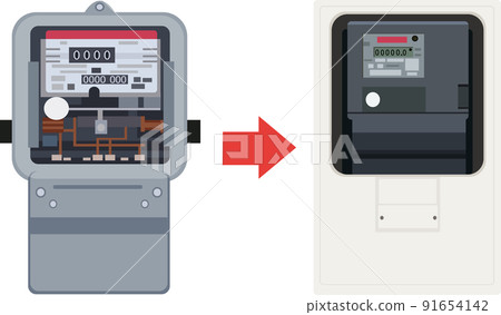 Illustration material: Replace the electricity meter with a smart meter Vector 91654142