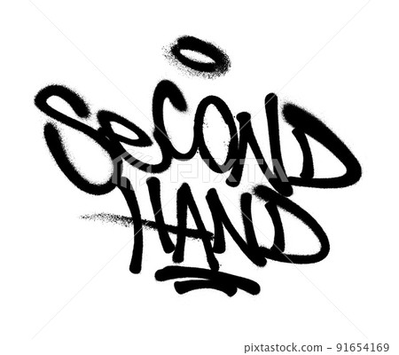 Sprayed second hand font graffiti with overspray in black over white. Vector illustration. Sprayed second hand font graffiti with overspray in black over white. Vector illustration. 91654169