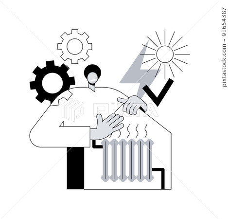 Passive house abstract concept vector illustration. Passive house standarts, heating efficiency, reducing ecological footprint, energy saving technology, sustainable home abstract metaphor. 91654387