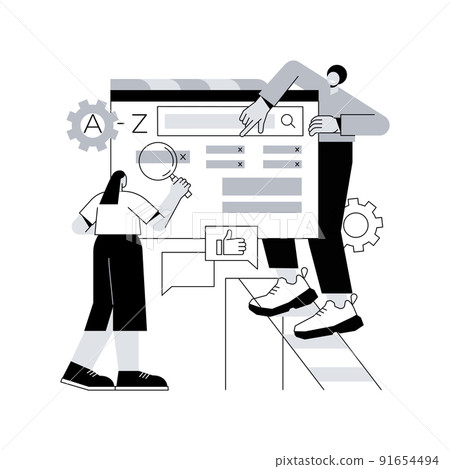 Glossary abstract concept vector illustration. Website element, company web page, menu bar, reference source, terms and explanations, glossary, professional dictionary, UI abstract metaphor. Glossary abstract concept vector illustration. Website element, company web page, menu bar, reference source, terms and explanations, glossary, professional dictionary, UI abstract metaphor. 91654494
