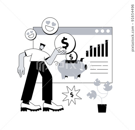 Sponsoring abstract concept vector illustration. Sponsoring web page, company investment program, financial service, small business support, website menu bar, UI element abstract metaphor. 91654496