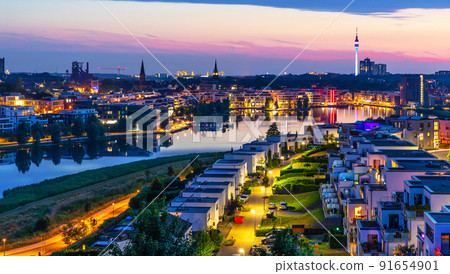Evening panorama of Dortmund, Germany Evening panorama of Dortmund, Germany 91654901