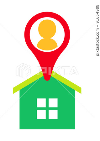 家庭人地圖圖釘圖標 家庭人地圖圖釘圖標 91654989