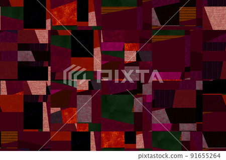 深紅色、粉色、橙色等大小方形拼湊式色平面劃分 深紅色、粉色、橙色等大小方形拼湊式色平面劃分 91655264