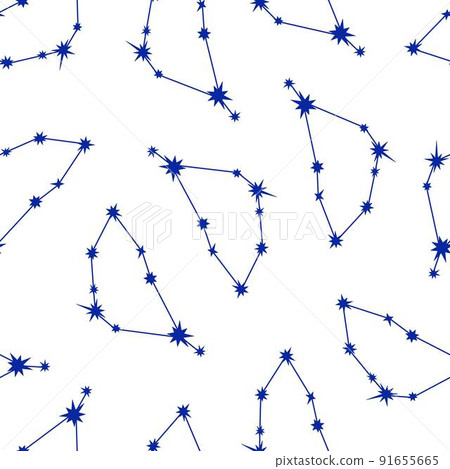 Zodiac Capricorn constellation seamless pattern simple vector illustration, astrology horoscope symbol for future events prediction, stars connected with lines 91655665