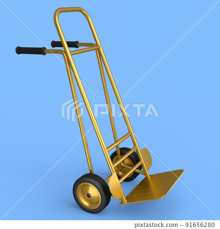 Empty hand truck or dolly for delivery and carrying isolated on blue background Empty hand truck or dolly for delivery and carrying isolated on blue background 91656280