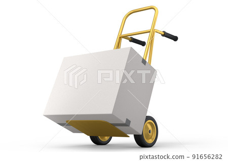 Airport luggage cart or baggage trolley side with cardboard boxes or cartons Airport luggage cart or baggage trolley side with cardboard boxes or cartons 91656282