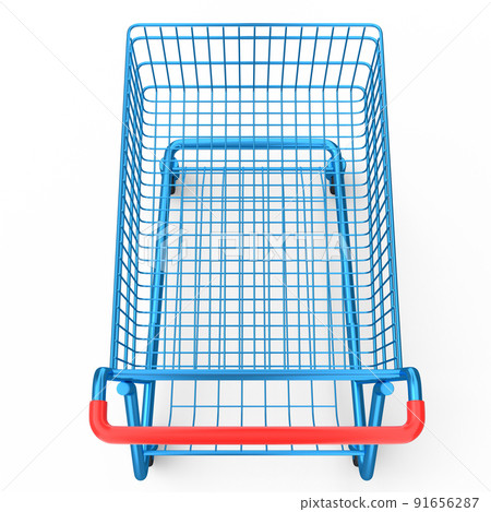Shopping cart or trolley for groceries on white background. 91656287