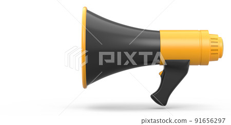 Megaphone for advertisement or hiring isolated on white background. 91656297