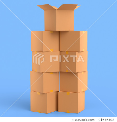 Cardboard box or carton on blue background, carrying parcel and online shopping Cardboard box or carton on blue background, carrying parcel and online shopping 91656308