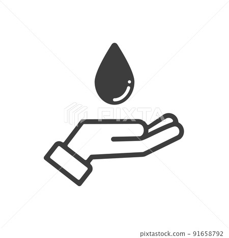 接受水滴的人的手的插圖-水、節水、水分的圖像材料 接受水滴的人的手的插圖-水、節水、水分的圖像材料 91658792