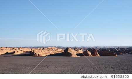 landscape of yardang landforms in national geological park near dunhuang, gansu province, china landscape of yardang landforms in national geological park near dunhuang, gansu province, china 91658800
