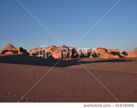 landscape of yardang landforms in national geological park near dunhuang, gansu province, china 91659008