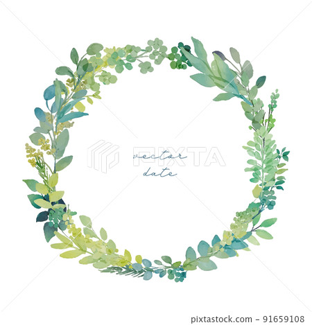 Watercolor. A vegetation frame with a watercolor touch. Decorative frame of green plants. Real touch vegetation vector illustration. 91659108