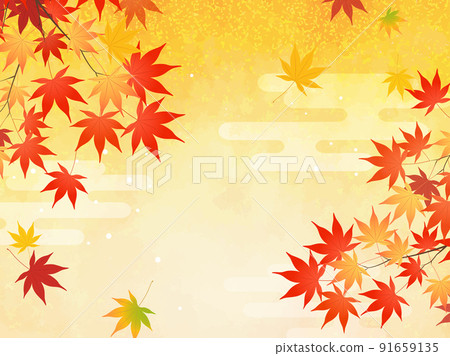 Autumn leaves frame background 91659135