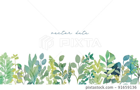 Watercolor. A vegetation frame with a watercolor touch. Decorative frame of green plants. Real touch vegetation vector illustration. Watercolor. A vegetation frame with a watercolor touch. Decorative frame of green plants. Real touch vegetation vector illustration. 91659136